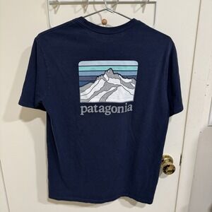 Patagonia Pocket T-Shirt Mens Small Regular Fit Responsibili-tee Mountains Blue
